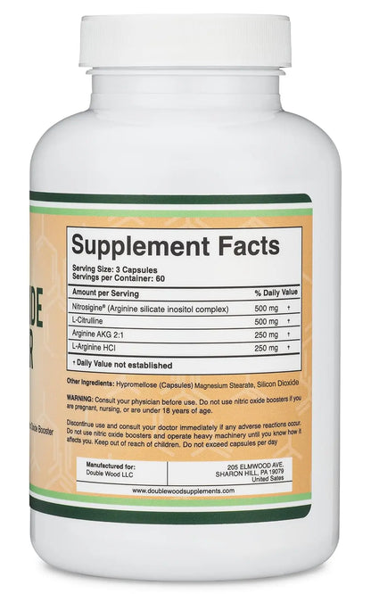 Nitric Oxide Supplement (Stim Free Pre Workout) - Nitric Oxide Booster with Nitrosigine Double Wood Supplements