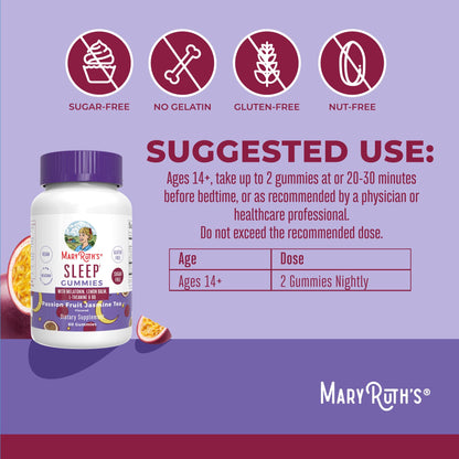 MaryRuth Organics Melatonin 5mg Sleep Gummy with L-Theanine | Lemon Balm | Vitamin B6 | Sugar-Free | Relaxation | Vegan | Non-GMO | Gluten Free | 60 Count MARYRUTH'SBuy Supplements Australia