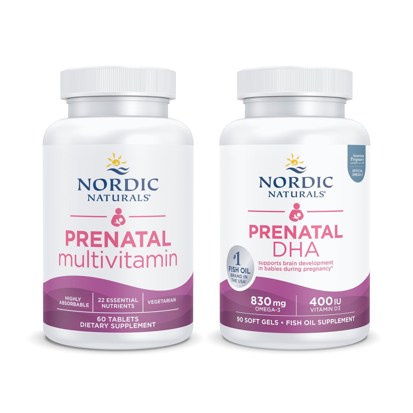 Nordic Naturals New Mom Bundle - Prenatal Multivitamin Tablets, Prenatal DHA Nordic Naturals
