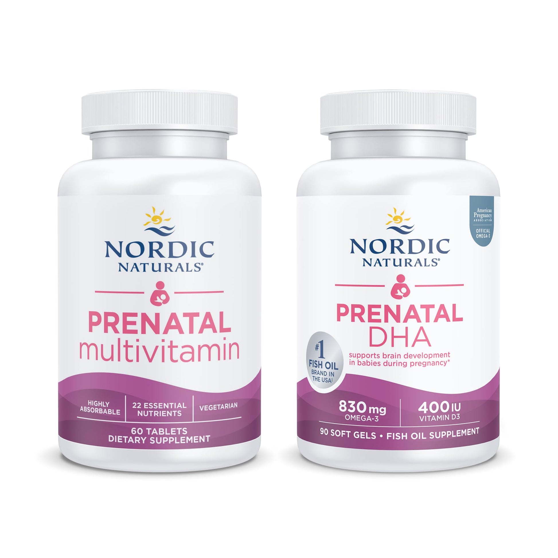 Nordic Naturals New Mom Bundle - Prenatal Multivitamin Tablets, Prenatal DHA Nordic Naturals