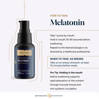 Quicksilver Scientific Liposomal Melatonin - Bedtime, Jet Lag & Immune Support Liquid for Adults - Efficient, Superior Absorption 1mg to Minimize Morning Drowsiness (30 ml) Quicksilver ScientificBuy Supplements Australia