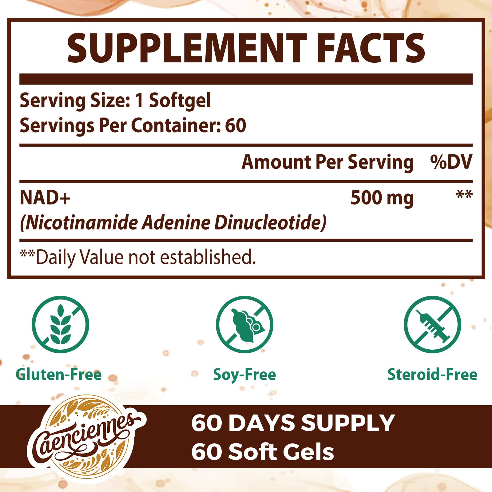 Caenciennes Liposomal NAD+ 500 MG Supplement, True NAD Plus Supplement, Superior Absorption, Boost NAD+ More Efficient Than Nicotinamide Riboside for Cellular Energy, Healthy Aging, 60 Serving CaenciennesBuy Supplements Australia