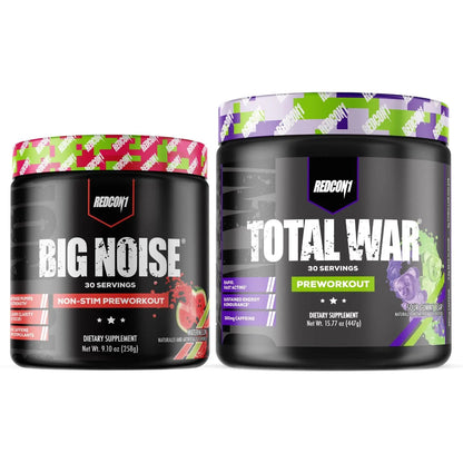 REDCON1 Total War Preworkout (Sour Gummy Bear) & Big Noise Non-Stim Preworkout REDCON1