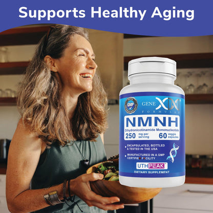 Genex Formulas 250mg NMNH (60 Capsules - 30 Servings) | Uthpeak™ NMNH (Dihydronicotinamide Mononucleotide) NAD+ Precursor for Healthy Aging - Non-GMO, Gluten-Free, Vegetarian Genex FormulasBuy Supplements Australia