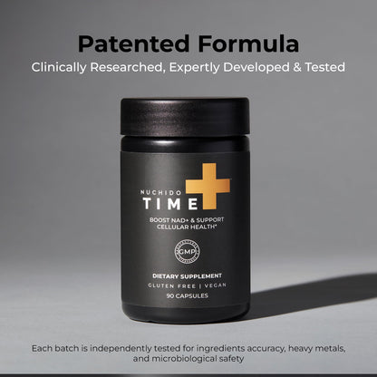 Nuchido Time+ NAD Supplement for Men & Women - Advanced Formula for Healthy Aging, Energy, Focus, Cellular Health & Longevity - Nicotinamide, Alpha Lipoic Acid, Quercetin - 90 Capsules Nuchido Time+Buy Supplements Australia