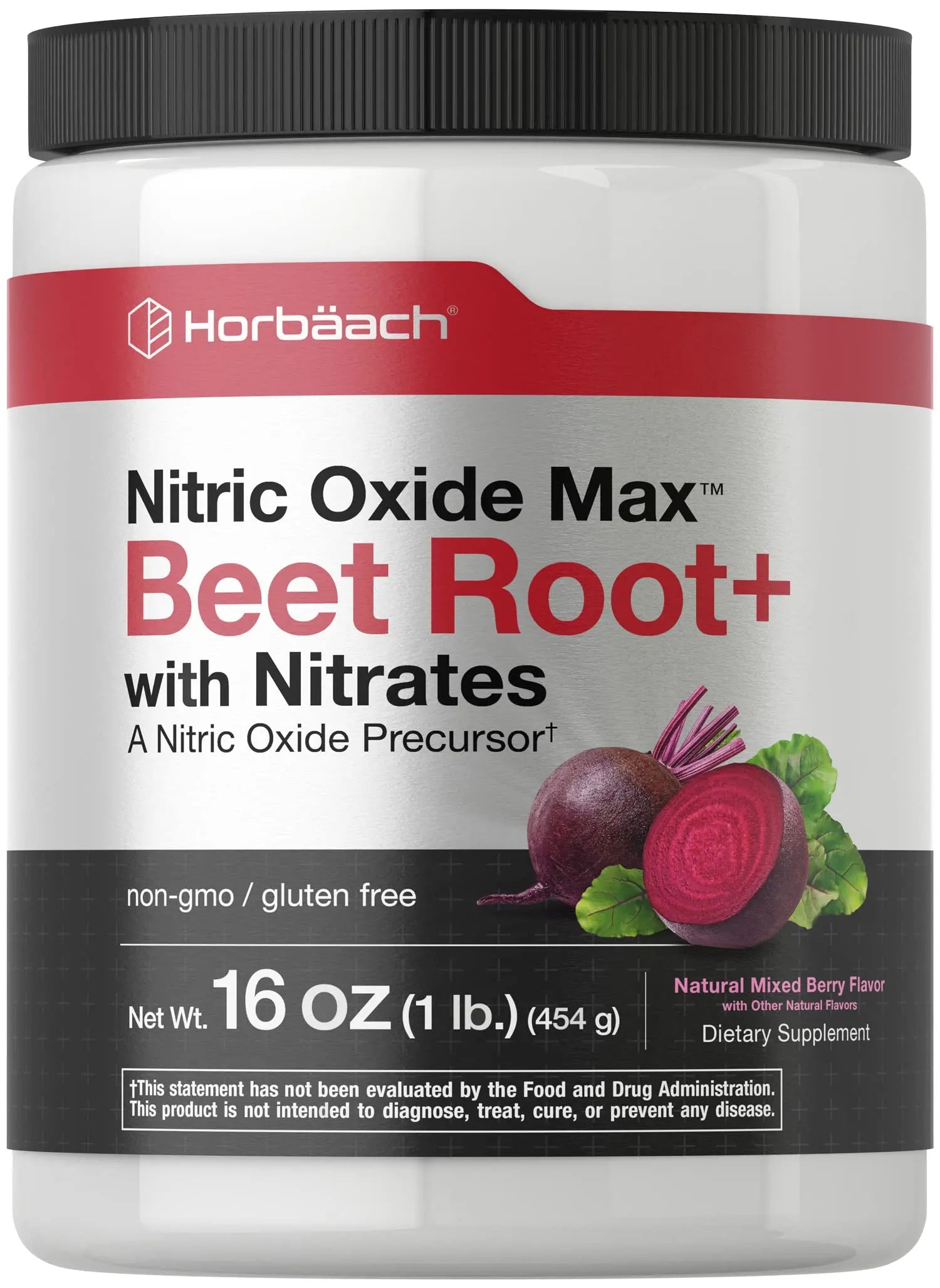 Nitric Oxide Beet Root Powder | 16 oz (454g) | Natural Mixed Berry Flavor | with Nitrates Horbäach