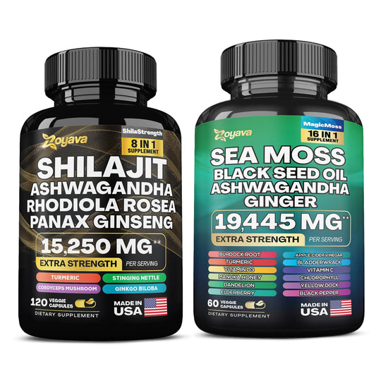 Zoyava Sea Moss Supreme16 Blend 19,445 MG and Shilajit 15,250 MG - Nature's Synergy Zoyava