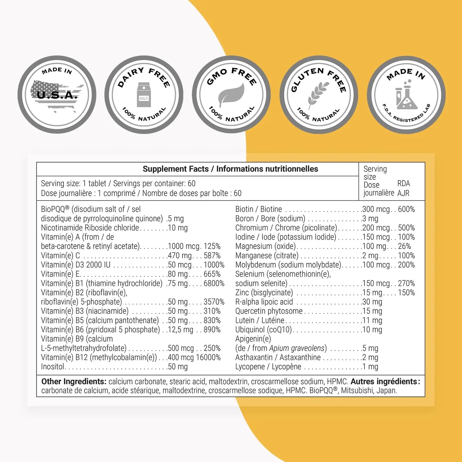 Supersmart - Daily 1® Timed Release - Multivitamin Supplement for Women & Men - with BioPQQ®, Vitamin A, B, C, D & E, Biotin, Quercetin & Fisetin | Supersmart