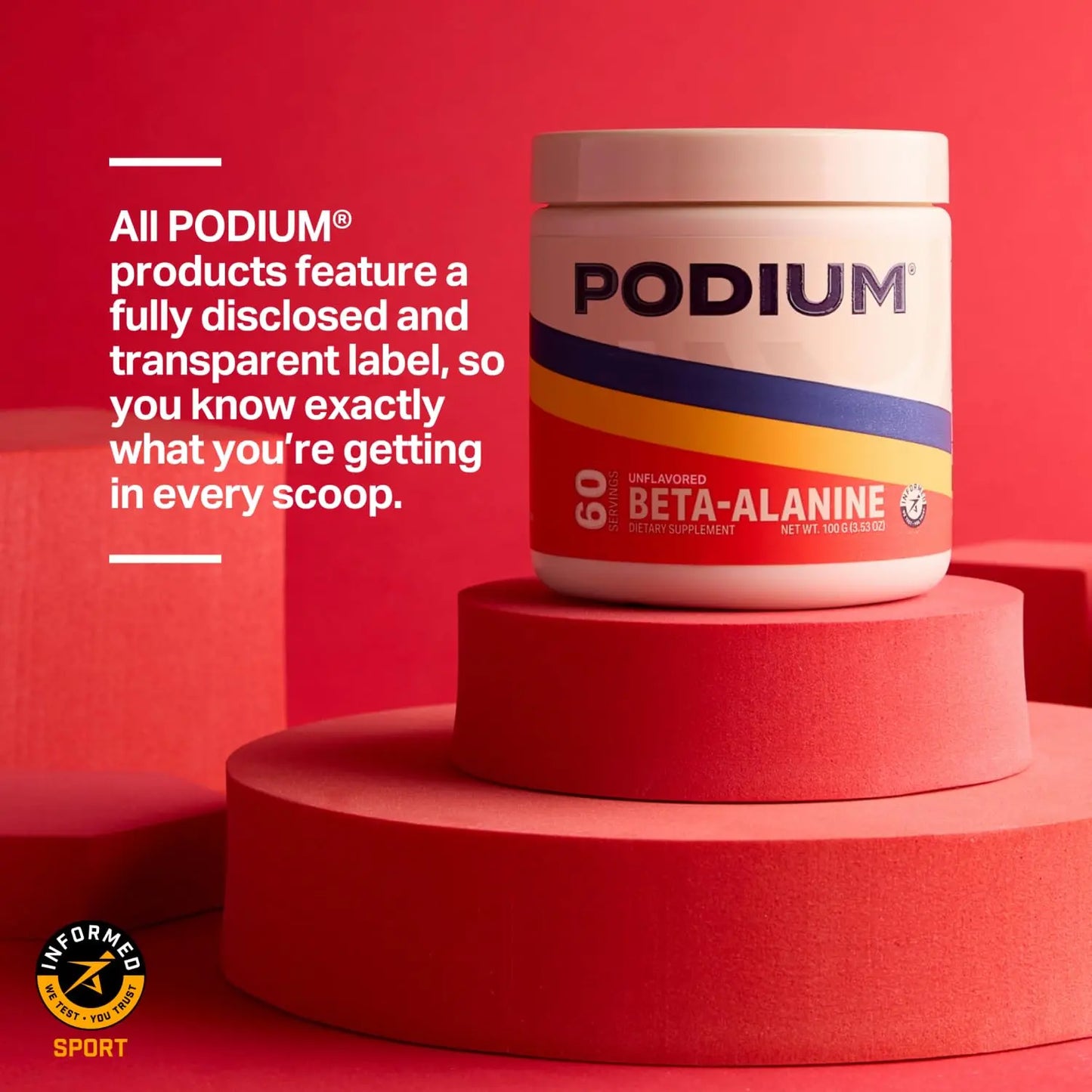 Podium Nutrition, Solos | Beta Alanine, 60 Servings, Unflavored, Boost Athletic Performance Podium Nutrition