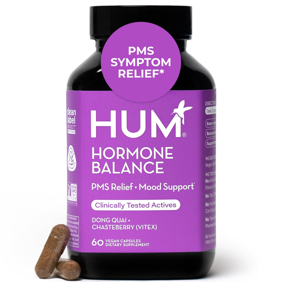 HUM Hormone Balance for Women, Supplement for Women's Health with Chasteberry & Dong Quai, Support for PMS Symptoms, Cramps, Irritability, Hormonal Balance, Monthly Support, 60 Capsules HUMBuy Supplements Australia