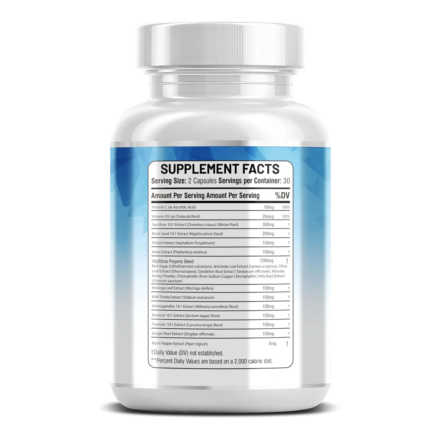 Kun Shafi Sea Moss Complex – with Black Seed Oil, Shilajit, Amla, Moringa, Turmeric, Ashwagandha & Burdock – Enriched with Vitamin C, D3, Chlorophyll, Manuka & Ginger – 60 Capsules Kun Shafi buy supplements Au