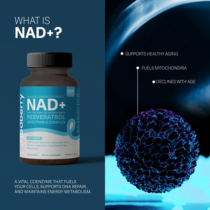 NAD Supplement with Direct NAD+ 300mg (NAD Plus) | Advanced Longevity Complex with Urolithin A & Resveratrol | NMN Alternative | 60 Capsules | Non-GMO, Gluten Free | Made in USA Redberry OrganicsBuy Supplements Australia