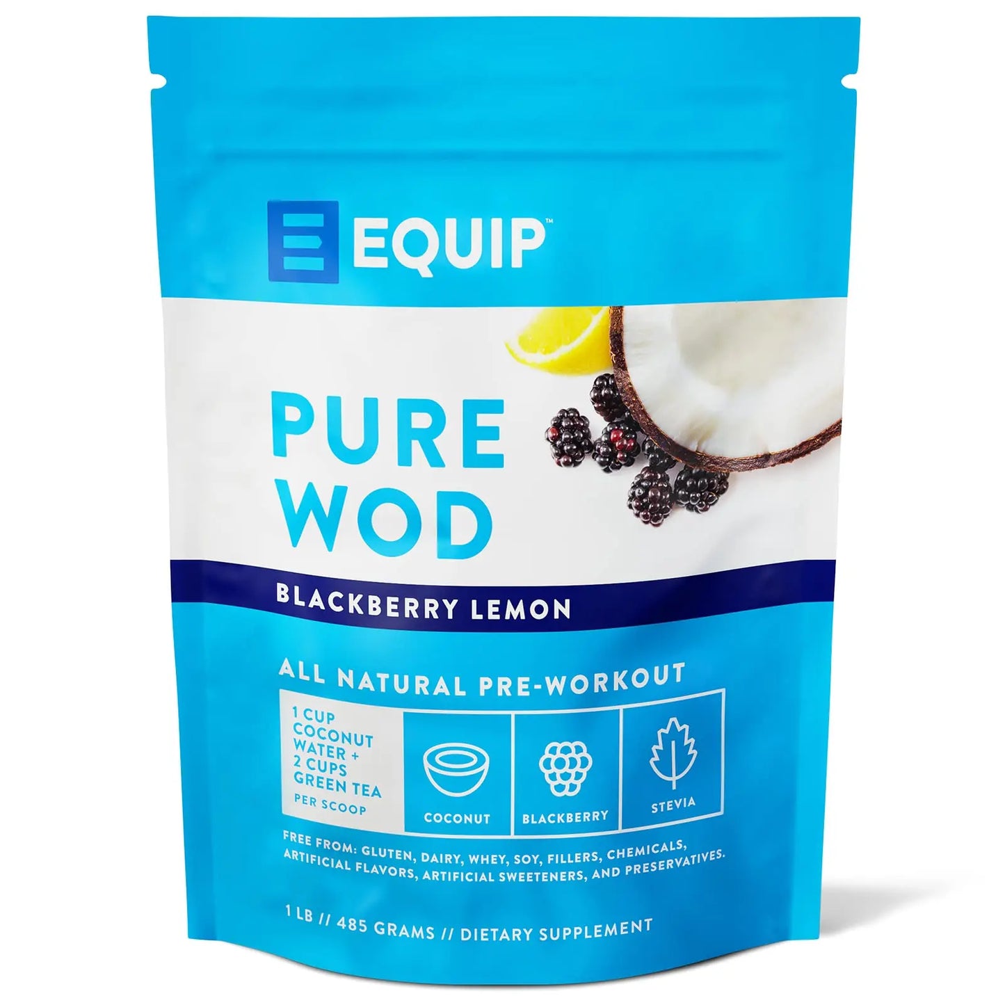 Equip Foods PureWOD All Natural Pre-Workout Powder - 200mg Green Tea Caffeine, BCAA Equip