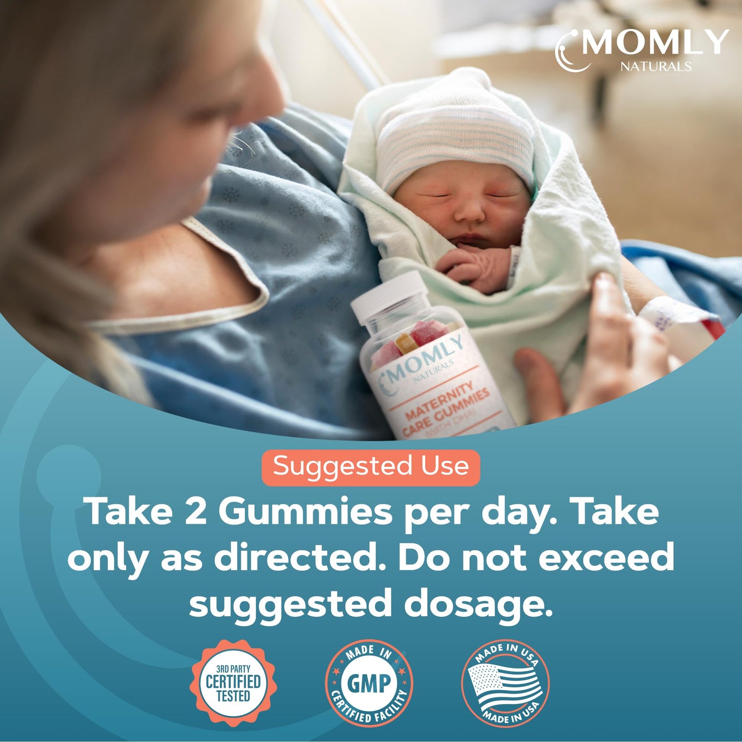 Momly Naturals Maternity Care Gummies Prenatal Vitamins - Prenatal Gummies w/DHA, Vitamin D3 Momly Naturals