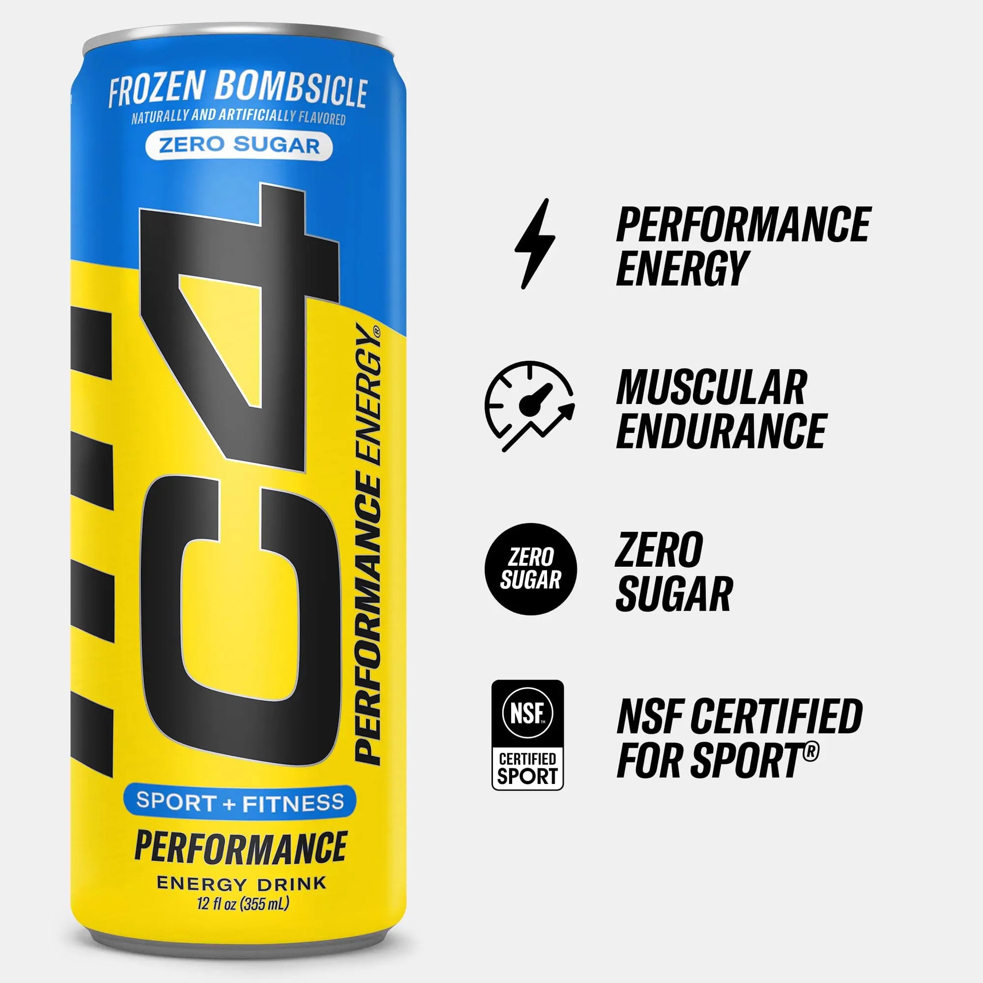 C4 Energy Drink 12oz (Pack of 24) - Frozen Bombsicle - Sugar Free Pre Workout Performance Cellucor