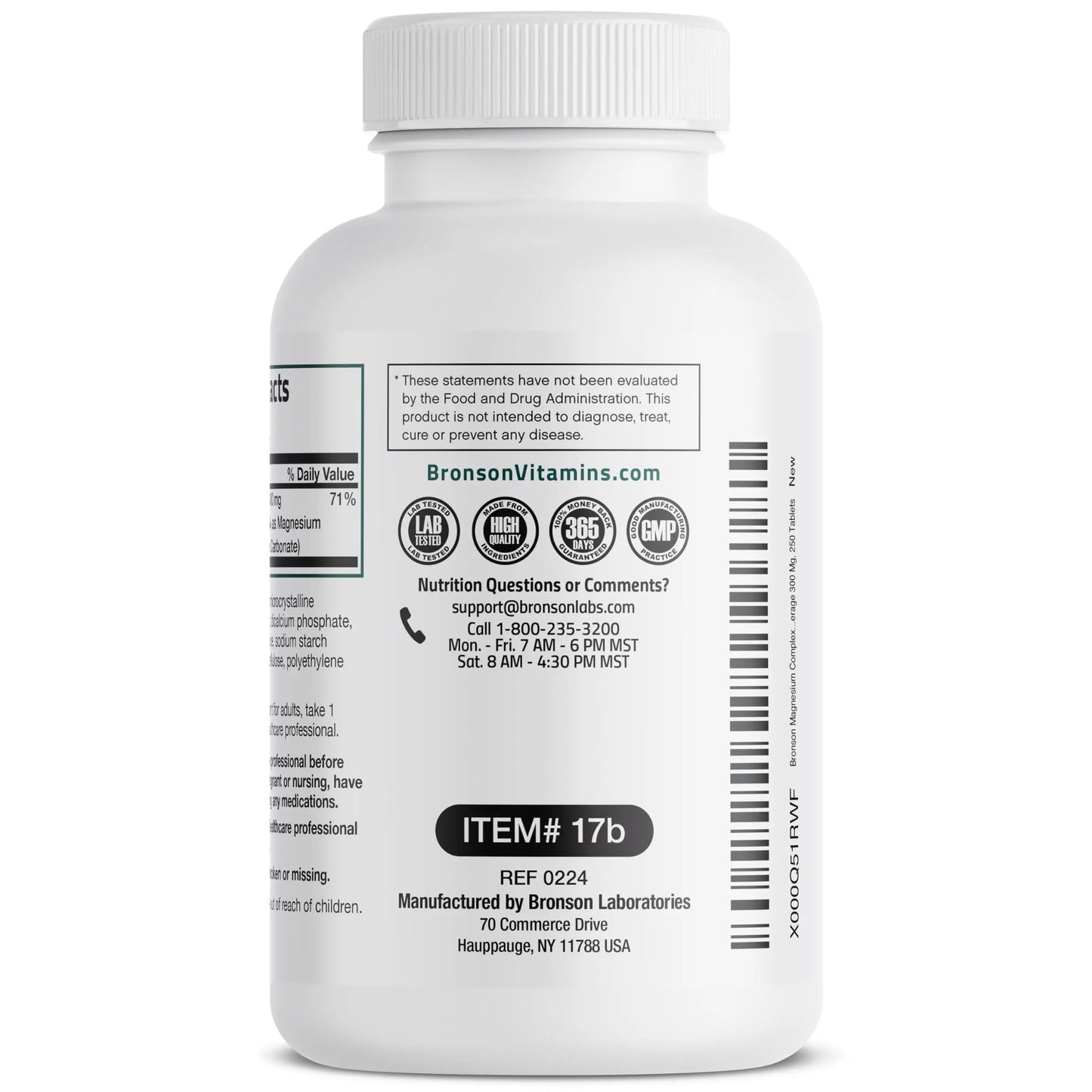 Bronson Triple Magnesium Complex Maximum Coverage 300mg - Non-GMO Formula, 250 Tablets Bronson buy supplements Au