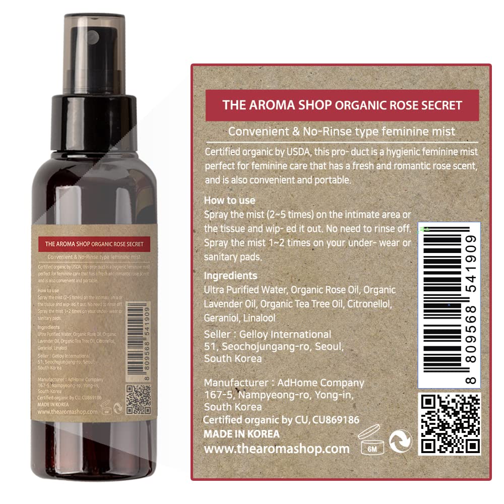 [USDA] TheAromaShop Organic Rose Secret- Natural feminine Spray,Intimate Care The Aroma Shop