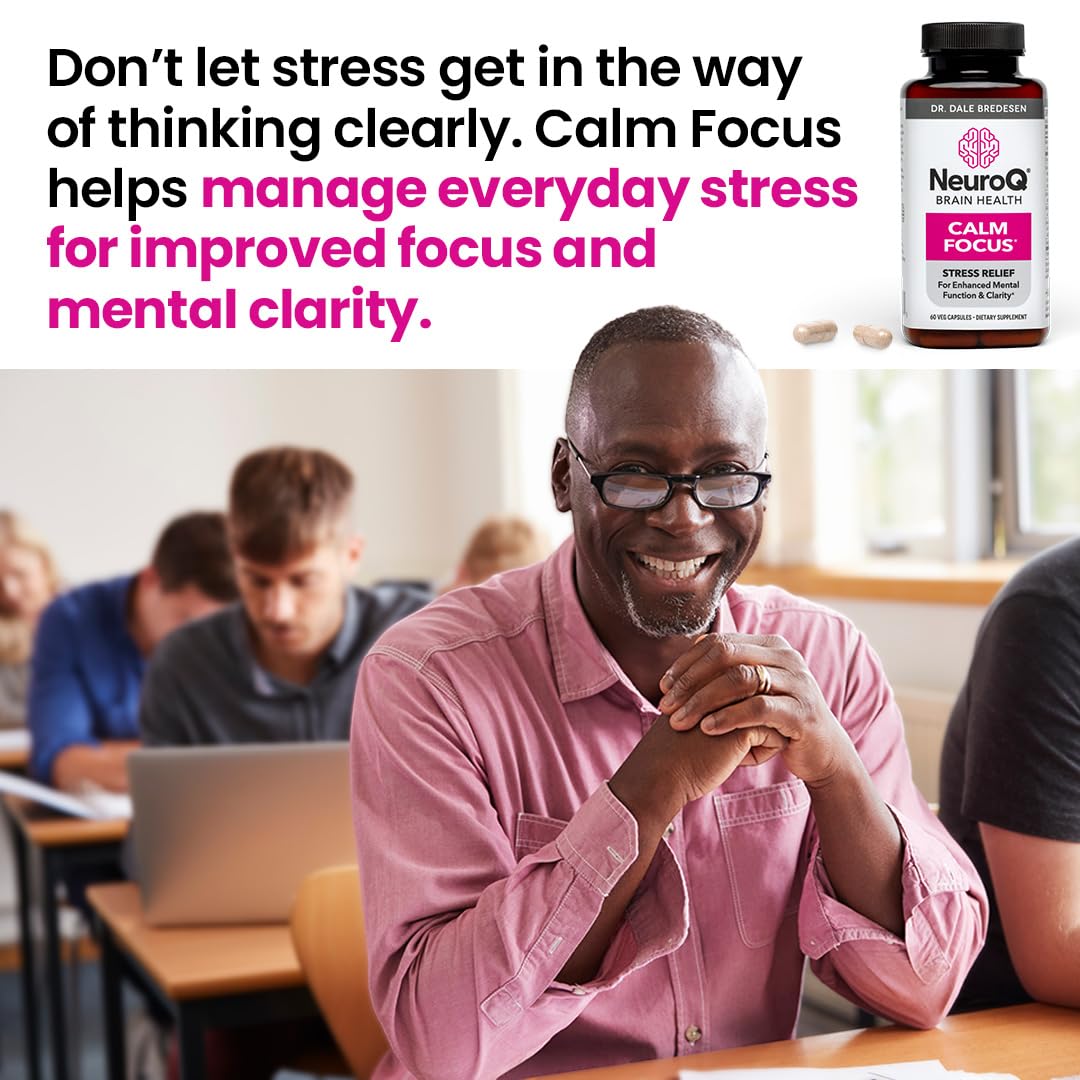 LifeSeasons NeuroQ Calm Focus Capsules - Stress Relief Supplement - Supports Mental Function & Relaxation - Sensoril Ashwagandha, Magnesium, GABA, L-Theanine, Andean Cocoa & Kava Kava - 60 Capsules LifeSeasonsBuy Supplements Australia
