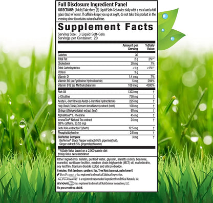 Irwin Naturals Brain Awake Max3 + Nitric Oxide Booster 60 Count with Pill Case Irwin Naturals