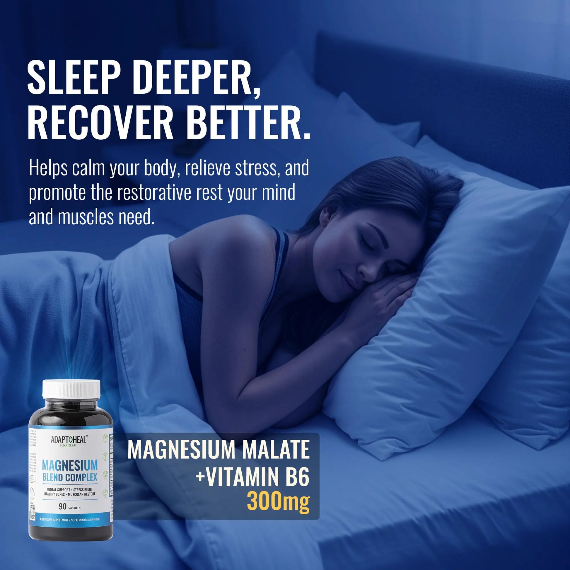 ADAPTOHEAL Magnesium Complex – Glycinate, Malate & Citrate with Vitamin B6, Sleep Support, Stress Relief, Muscle Relaxation, Nervous System Support – 90 Capsules ADAPTOHEAL buy supplements Au
