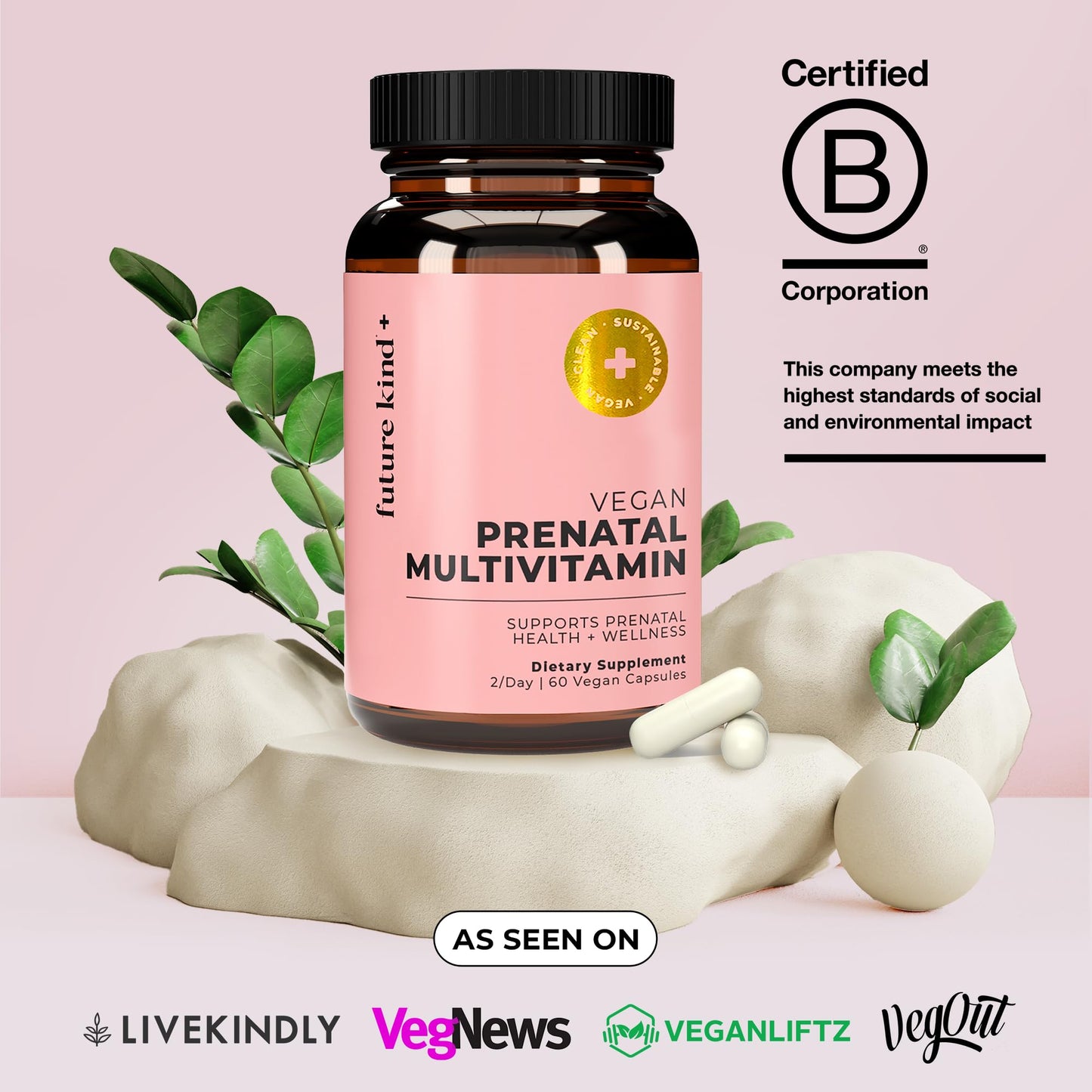 Future Kind Vegan Prenatal Vitamin - (60ct) Prenatal Vitamins with DHA & L-MethylFolate Future Kind