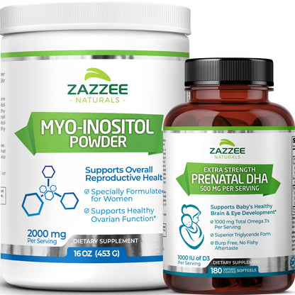 Zazzee Myo-Inositol Powder and Extra Strength Prenatal DHA Zazzee