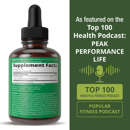 Peak Performance Kava Kava Root Extract Calming Liquid Drops More Concentrated - 1:3 Extraction Ratio. Vegan Supplement Aid for Relaxation, Natural Sleep. Sugar Free Gluten Free USA Tested Tincture Peak PerformanceBuy Supplements Australia