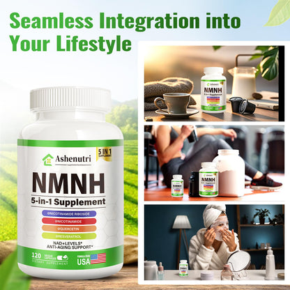 NMNH (Dihydronicotinamide Mononucleotide), NMN Alternative Supplement w/Niacinamide (Vitamin B3), Quercetin, Trans-Resveratrol, Support NAD+, Skin Cell Health*, Anti-Aging & Energy, 120 Caps AshenutriBuy Supplements Australia