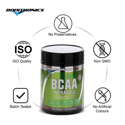 Boditronics BCAA Intracell Xtra Intra Workout Protein Powder, Branched Chain Amino Acid Supplement Boditronics