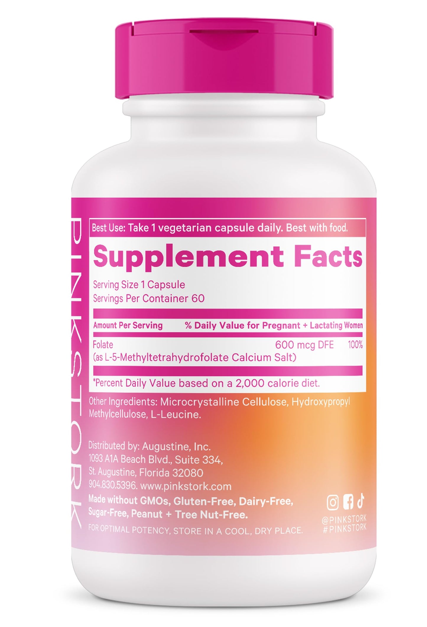 Pink Stork Folate: Methyl Folate - MTHFR Acid, Natural Form of Folic Acid for Pregnancy, Formulated Pink Stork