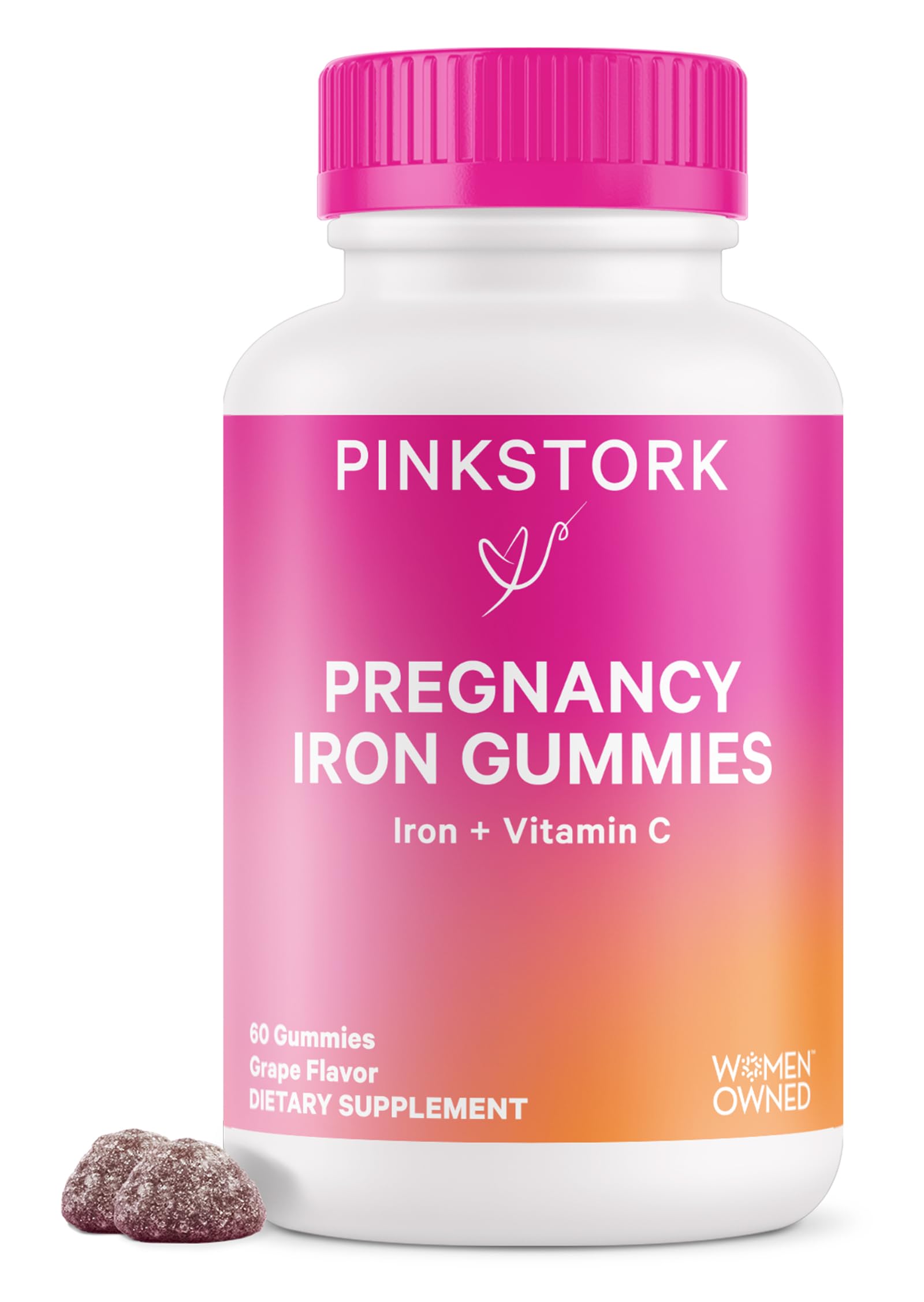 Pink Stork Prenatal Iron Supplement Gummies for Women - 20 mg Iron Gummy with Vitamin C Pink Stork