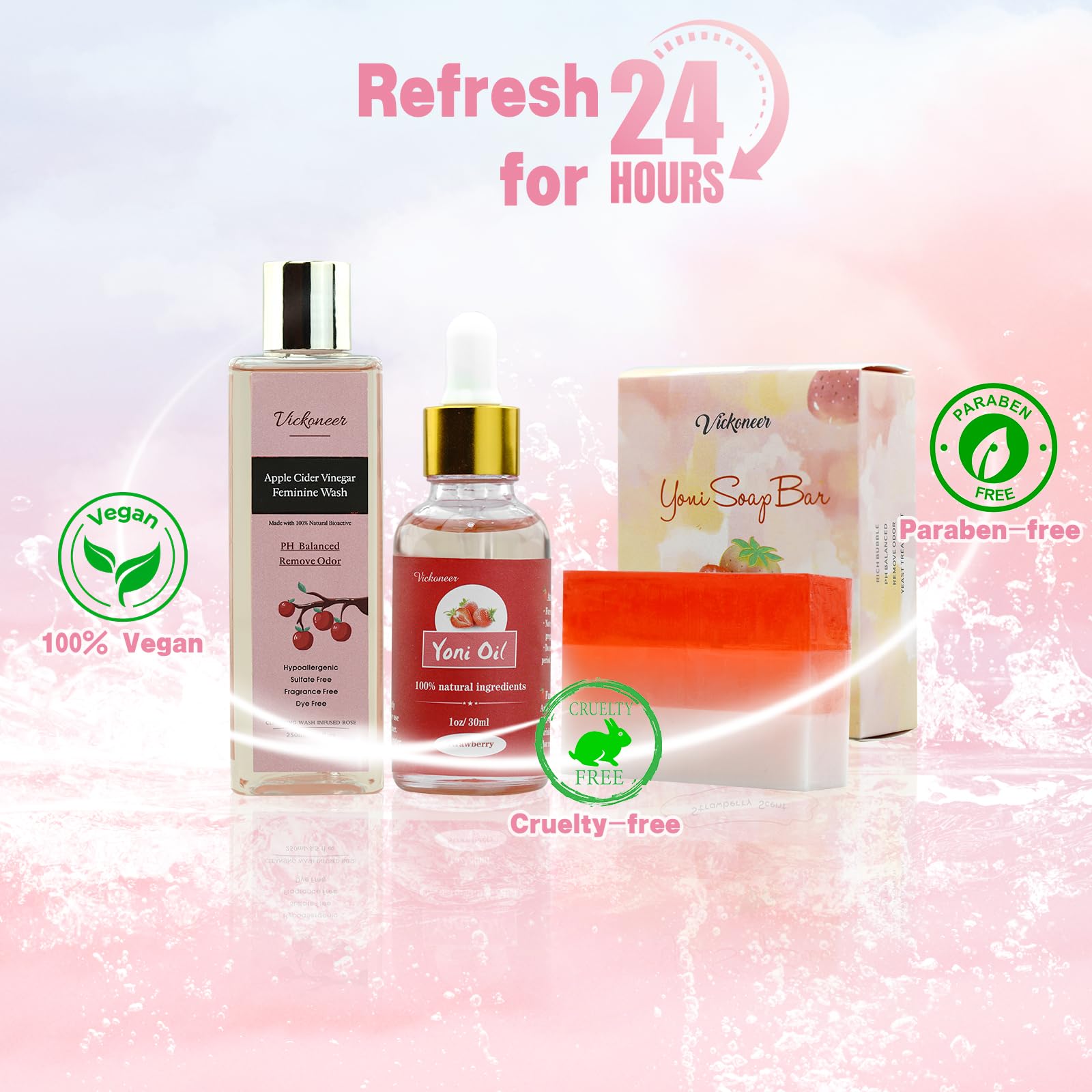 3 Pack Feminine Wash Yoni Bar Yoni Oil Set for Women, Yoni Wash for Balance Vagina PH Wetness tovaginshBuy Supplements Australia