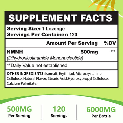 Sublingual NMNH 500mg (Dihydronicotinamide Mononucleotide) (120 Servings, NMNH 500mg per Serving) NAD Supplement to Boost NAD Levels as We Age, for Anti-Aging, Energy, Immunity, Focus - 120 Count UrsinquilBuy Supplements Australia