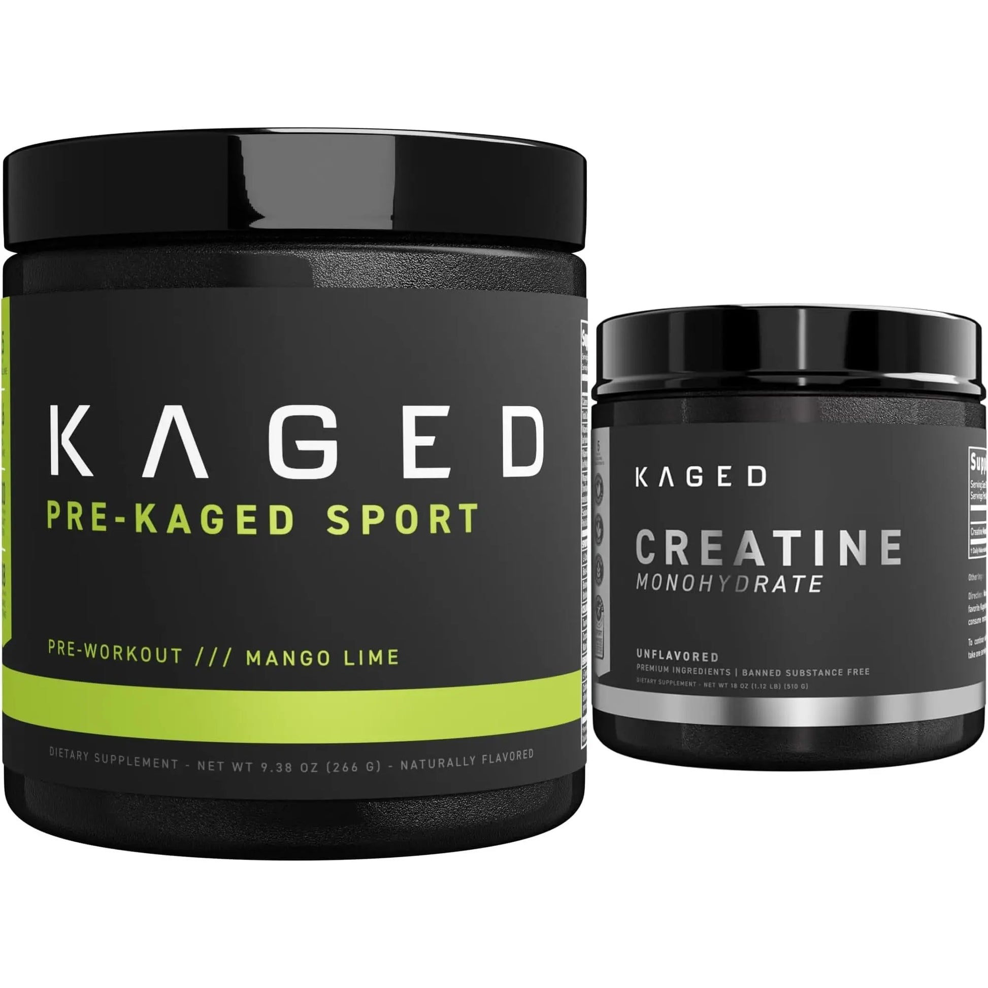 Kaged Pre Sport & Creatine Monohydrate Bundle | Mango Lime Pre + Unflavored Creatine Kaged