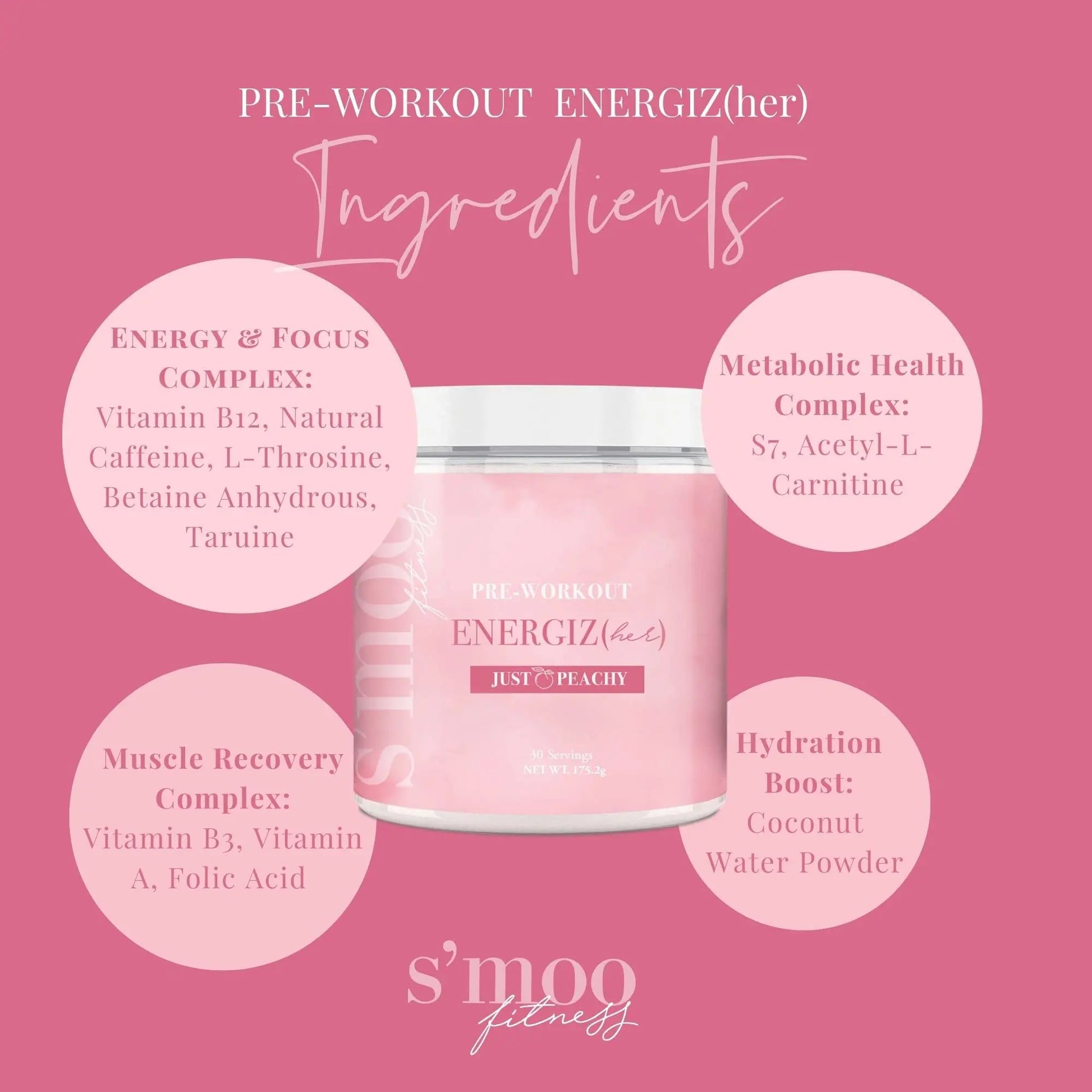S'moo ENERGIZ(her) Pre Workout Supplement - Preworkout Energy Powder - 30 Servings S'moo