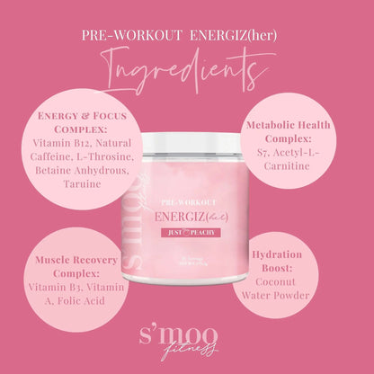 S'moo ENERGIZ(her) Pre Workout Supplement - Preworkout Energy Powder - 30 Servings S'moo