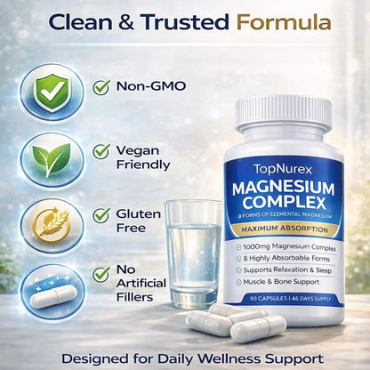 Top Nurex Magnesium Complex Supplement for Women & Men | 1000mg Maximum Absorption | 8 Magnesium Forms Including Glycinate, Citrate, Malate | Supports Relaxation, Sleep, Bone Strength | 90 Capsules Art anime buy supplements Au
