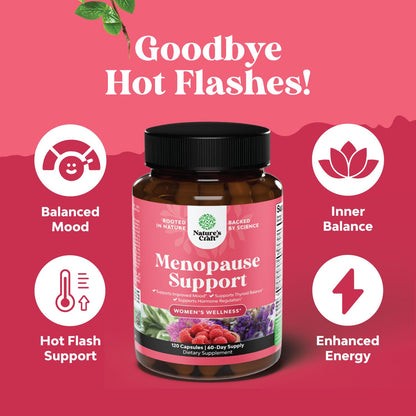 Complete Herbal Menopause Supplement for Women - Female Hormone Balance Capsules for Night Sweats Hot Flashes & Mood Swings with Dong Quai, Chaste Berry & Black Cohosh Root - 120 Count Pack Natures CraftBuy Supplements Australia