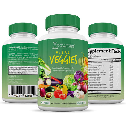 (6 Pack) Vital Fruits and Veggies Supplement Whole Food Red & Green Superfoods Justified Laboratories