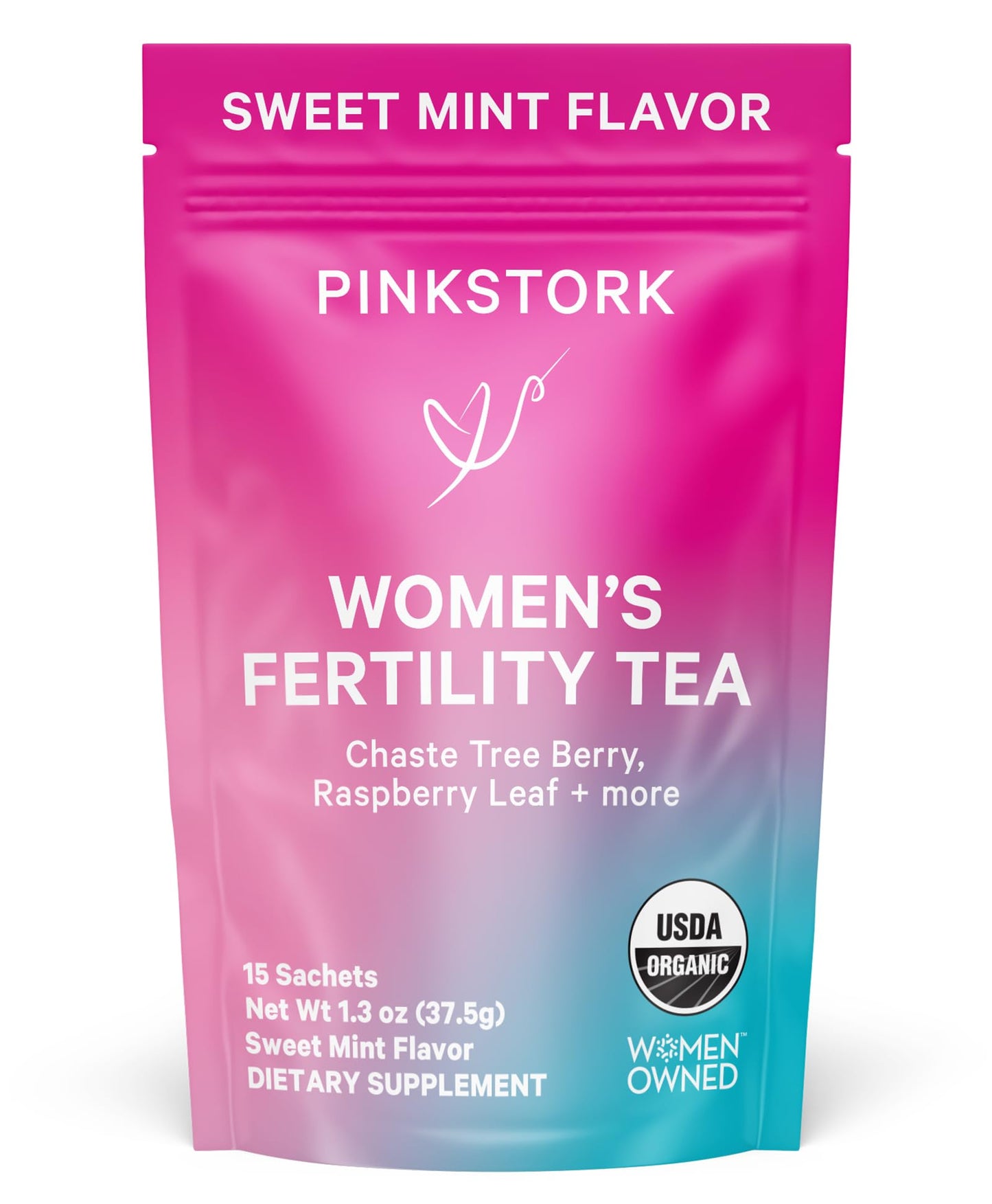 Pink Stork Fertility Tea for Conception and Hormone Balance with Organic Mint, Vitex Pink Stork