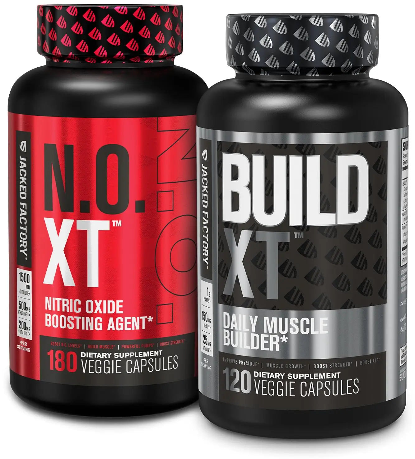 Jacked Factory Muscle Builder Supplement Stack - Build-XT Muscle Builder & N.O. XT Nitric Jacked Factory