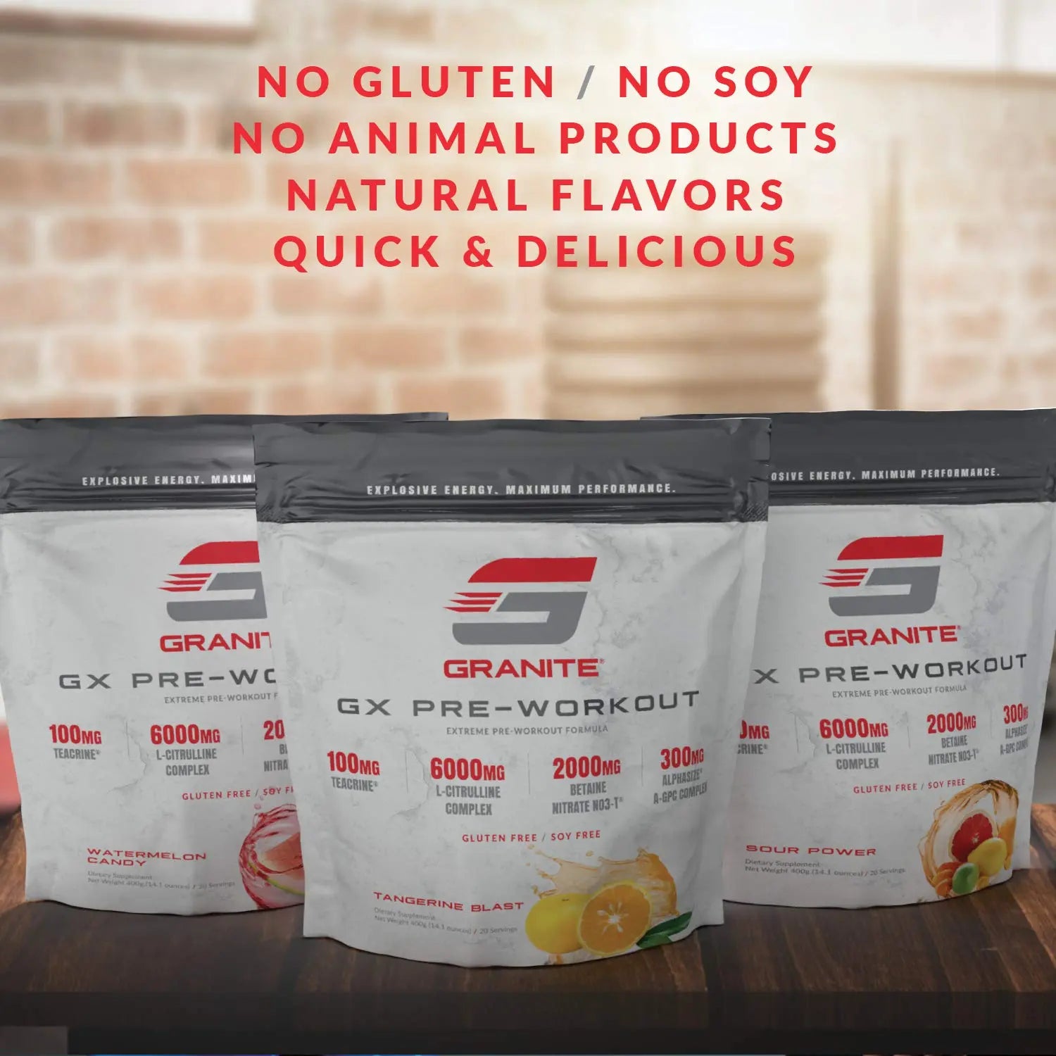 Granite GX Pre-Workout Supplement (Watermelon) Advanced Formula for Pump, Focus Granite Supplements