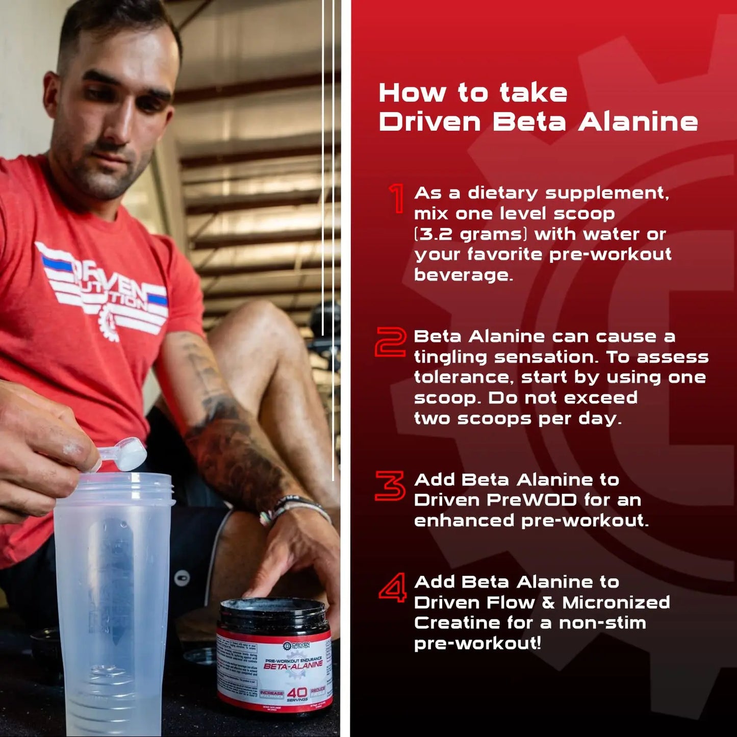 Driven Nutrition Beta Alanine, Unflavored - Preworkout Carnosine Booster for Physical Driven Nutrition