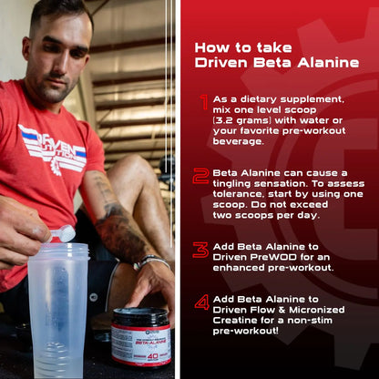 Driven Nutrition Beta Alanine, Unflavored - Preworkout Carnosine Booster for Physical Driven Nutrition