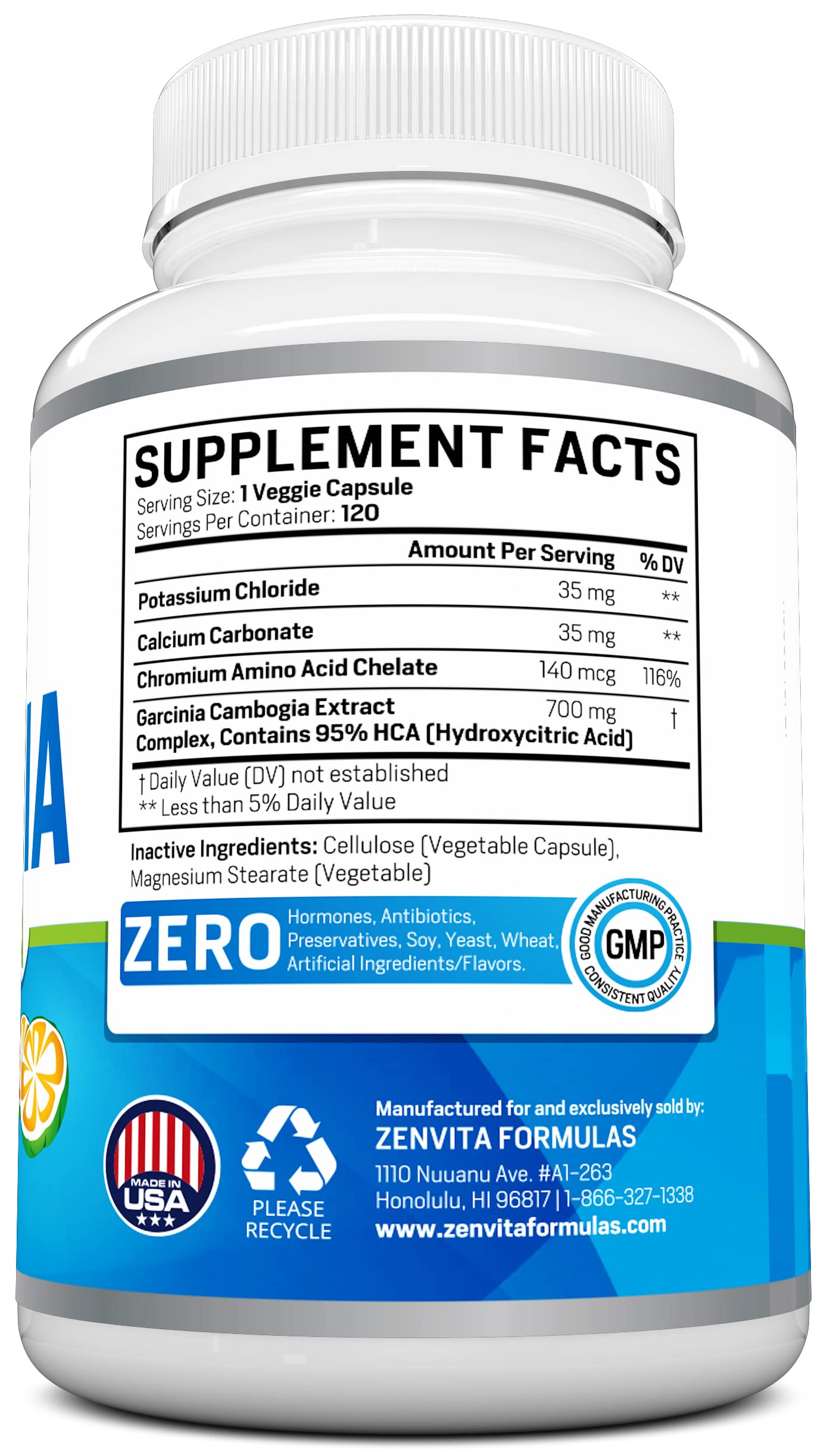 ZenVita Formulas 100% Pure Garcinia Cambogia Extract with 95% HCA - 120 Capsules ZenVita Formulas