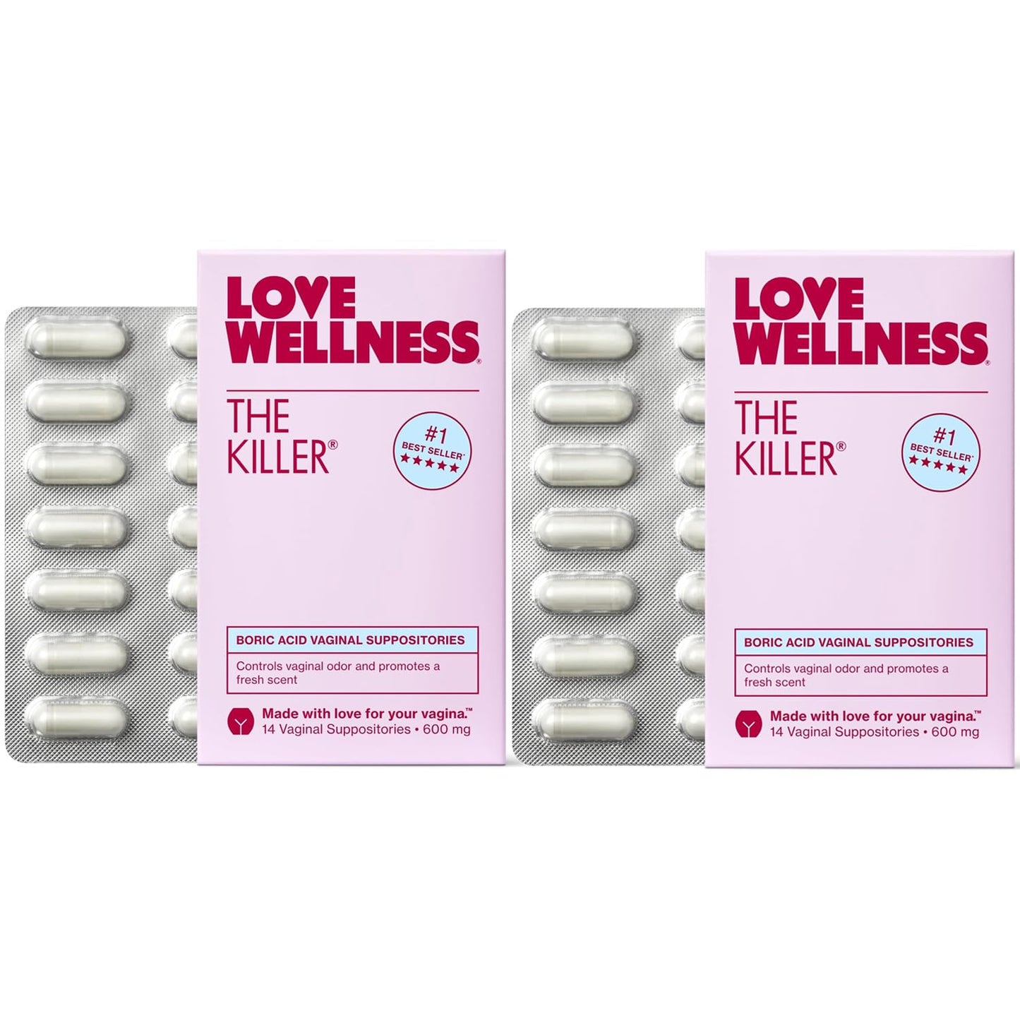 Love Wellness The Killer | 600mg Boric Acid Vaginal Suppositories | Balances pH & Supports Odor Control, a Healthy Vaginal Balance | Fast-Acting & Fragrance-Free | Gentle & Effective | 28 Ct Love WellnessBuy Supplements Australia