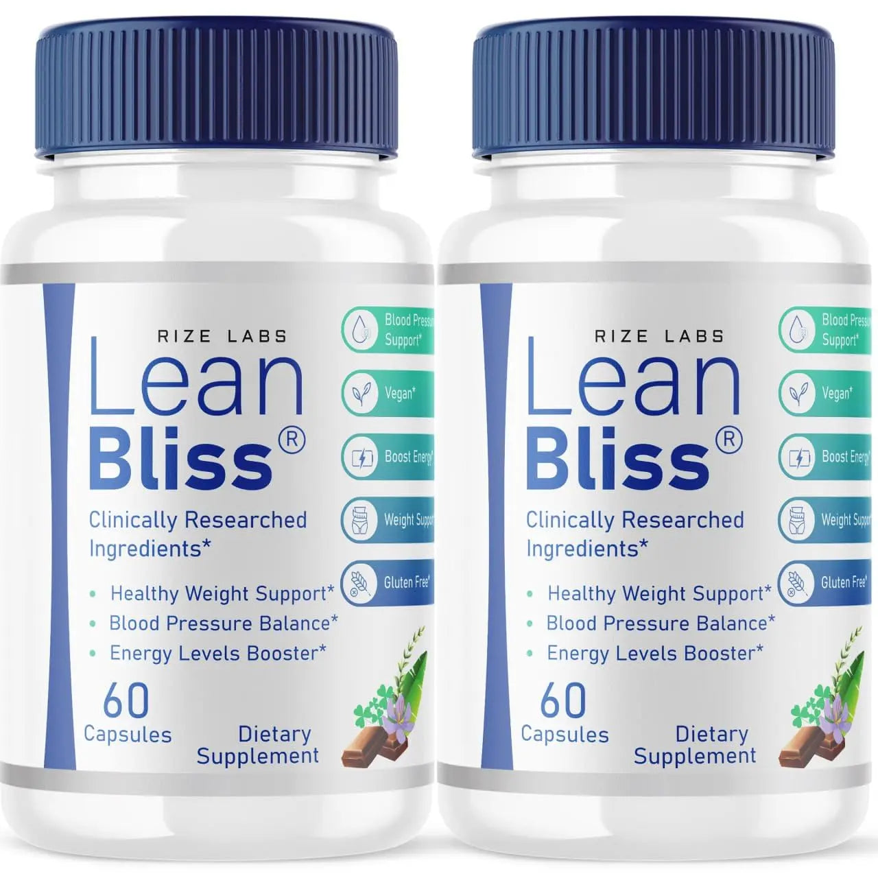 (2 Pack) Lean Bliss Weight Loss Pills, Lean Bliss Fat Burning Formula, LeanBliss Advanced rize labs