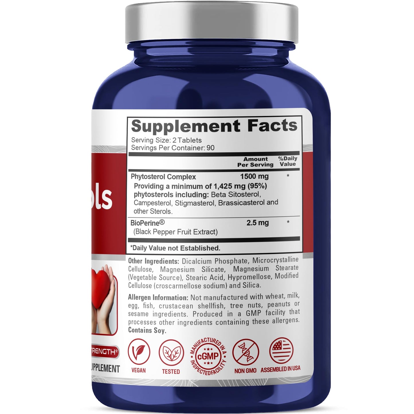 NusaPure Plant Sterols 1500 mg - 180 Tablets (Non-GMO, Vegan) Beta Sitosterol, Bioperine NusaPureBuy Supplements Australia