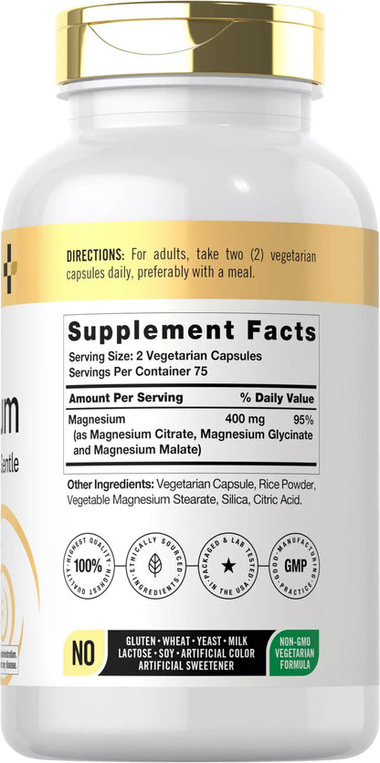 Doctor's Way Triple Magnesium Complex | 150 Capsules | Citrate, Glycinate, & Malate Supplement | Vegetarian, Non-GMO, Gluten Free Formula Doctor's Way buy supplements Au